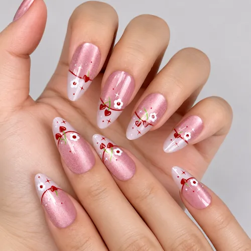 Nude Pink Cherry French Almond Press-On Nails