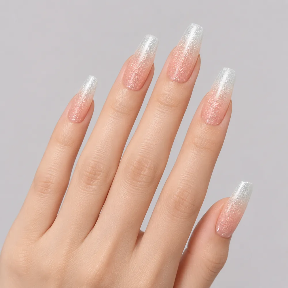 Peach Soda Ombré Cat Eye Medium Square Press-On Nails