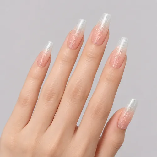 Peach Soda Ombré Cat Eye Medium Square Press-On Nails