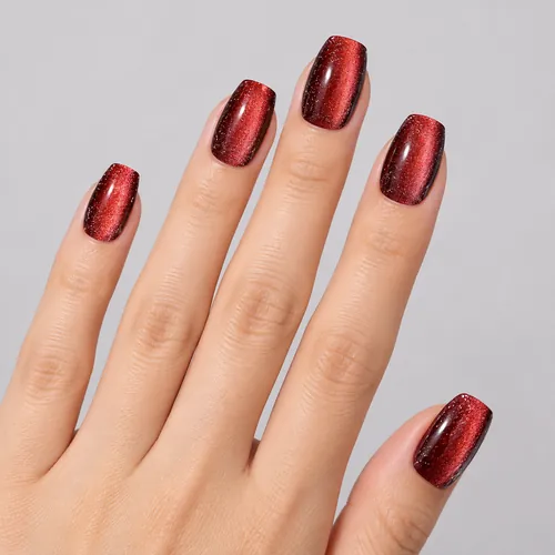 Solid Color Cat Eye Short Press-On Nails, 6 Shades
