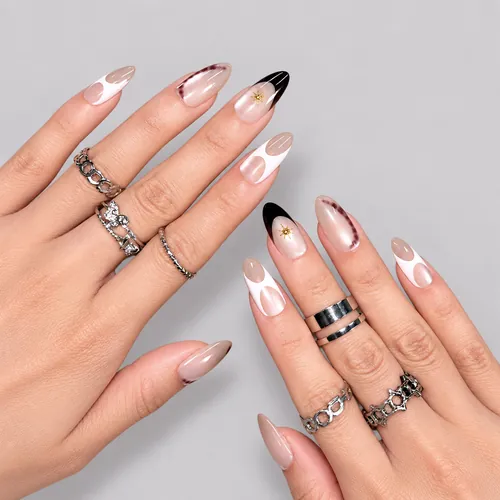 Caramel Leopard Star Cat Eye Short Almond Press-On Nails