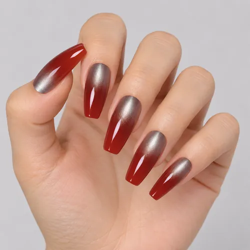 Jelly Ombré Glass-Bead Cat Eye Medium Press-On Nails, 12 Shades