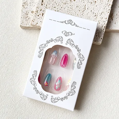 3D Gel Flower Blush Cat Eye Short Almond Press-On Nails design 2