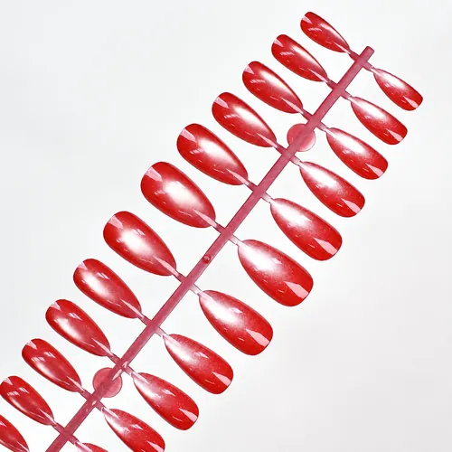 Glass-Bead Cat Eye Solid Color Almond Press-On Nails photo 3