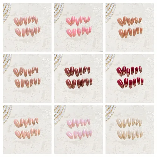 Aurora Gold Foil French Almond Press-On Nails photo 2