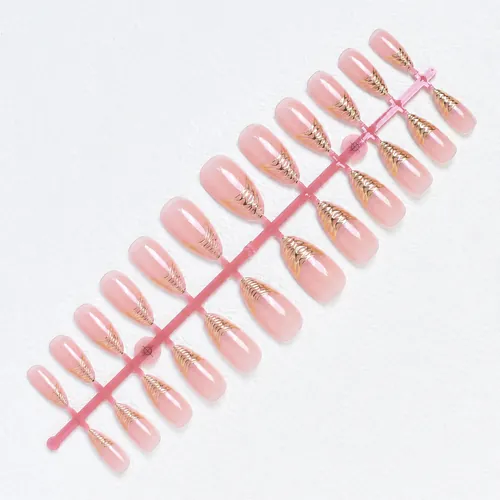 Aurora Gold Foil French Almond Press-On Nails photo 3