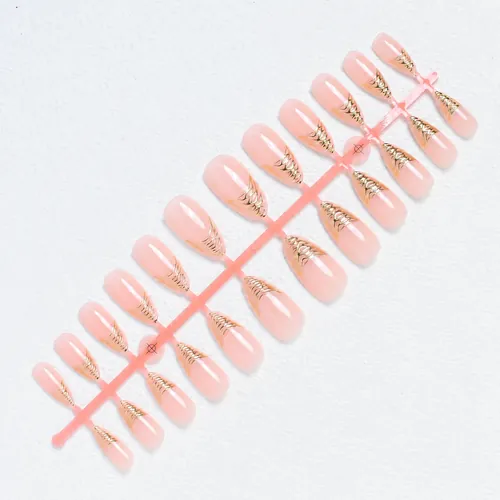 Aurora Gold Foil French Almond Press-On Nails photo 4