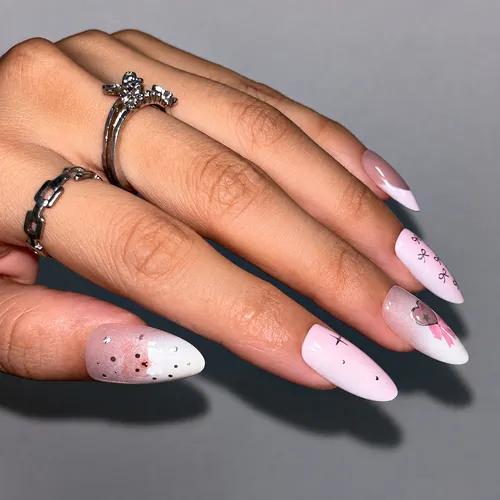 Bow and Bunny French Cat Eye Almond Press-On Nails photo 4