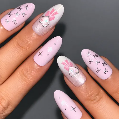 Bow and Bunny French Cat Eye Almond Press-On Nails photo 6