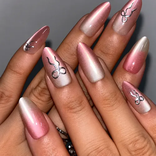Valentine Bow Ombré Almond Press-On Nails photo 3