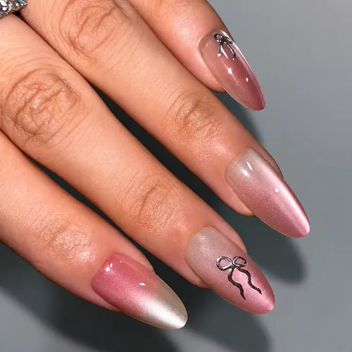 Valentine Bow Ombré Almond Press-On Nails photo 5