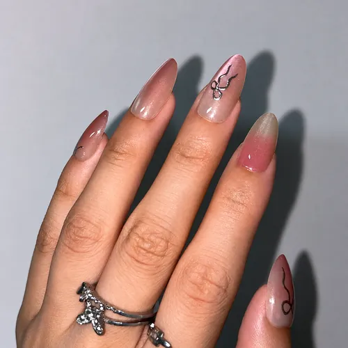 Valentine Bow Ombré Almond Press-On Nails photo 6