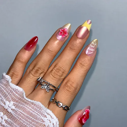 Seashell 3D Gel French Cat Eye Short Almond Press-On Nails photo 6