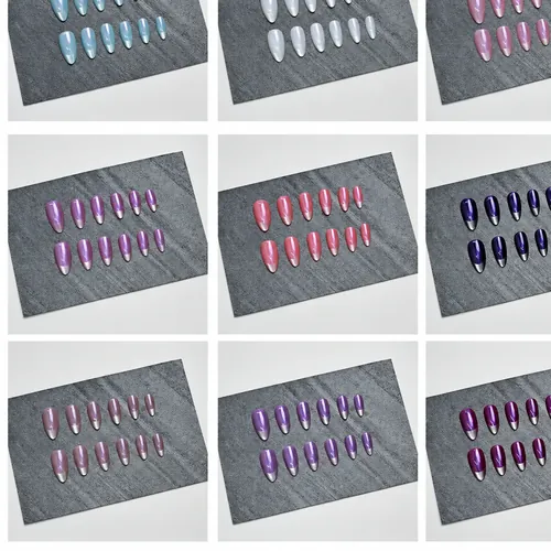 Aurora French Cat Eye Almond Press-On Nails photo 2