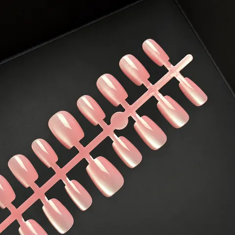Sheer Nude Cat Eye Short Press-On Nails design 6