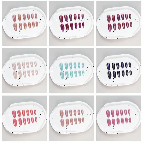 Aurora Solid Cat Eye Almond Press-On Nails photo 2