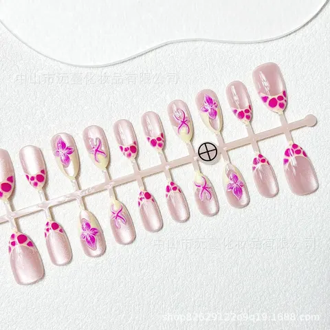 3D Gel Flower French Cat Eye Short Almond Press-On Nails design 1