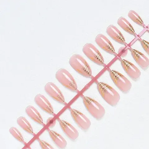 Aurora Gold Foil French Almond Press-On Nails design 1