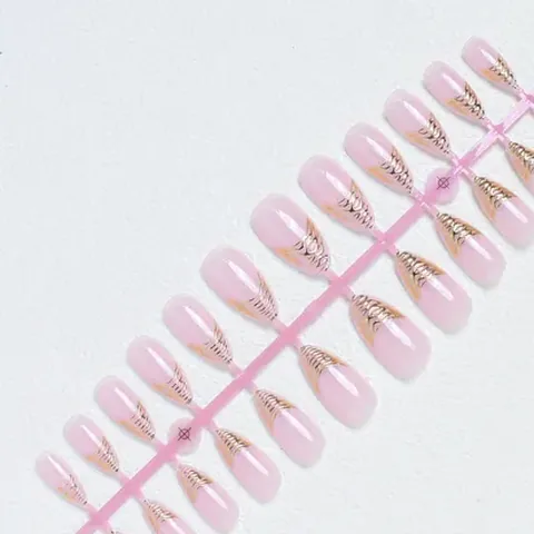 Aurora Gold Foil French Almond Press-On Nails design 10