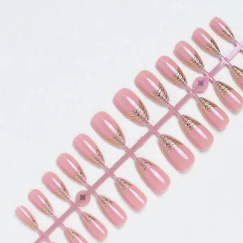 Aurora Gold Foil French Almond Press-On Nails design 11