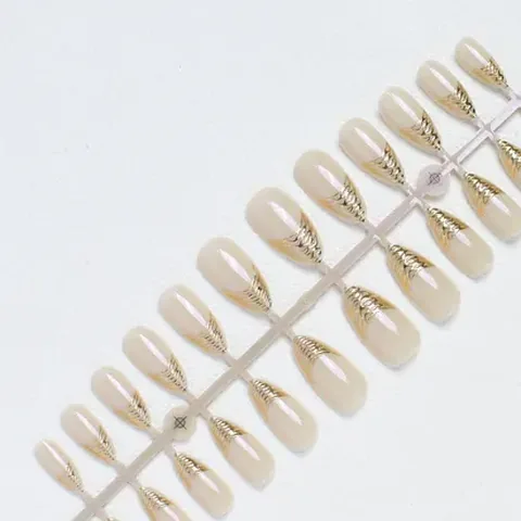 Aurora Gold Foil French Almond Press-On Nails design 12