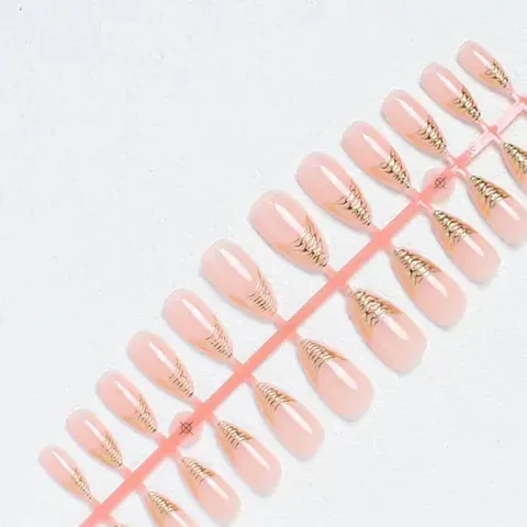 Aurora Gold Foil French Almond Press-On Nails design 2