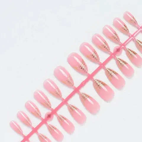 Aurora Gold Foil French Almond Press-On Nails design 3