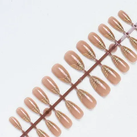 Aurora Gold Foil French Almond Press-On Nails design 5