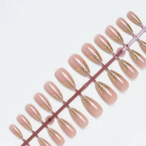 Aurora Gold Foil French Almond Press-On Nails design 6
