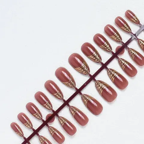 Aurora Gold Foil French Almond Press-On Nails design 7