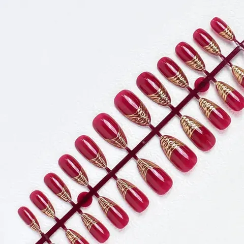 Aurora Gold Foil French Almond Press-On Nails design 8