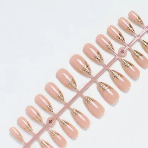 Aurora Gold Foil French Almond Press-On Nails design 9