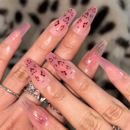 Bold Leopard Cat Eye Medium Square Press-On Nails photo 2