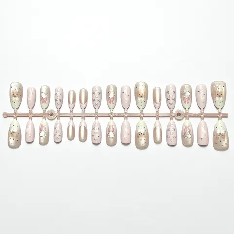Bow and Bunny French Cat Eye Almond Press-On Nails design 1
