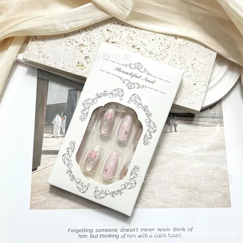 Bow and Bunny French Cat Eye Almond Press-On Nails design 2