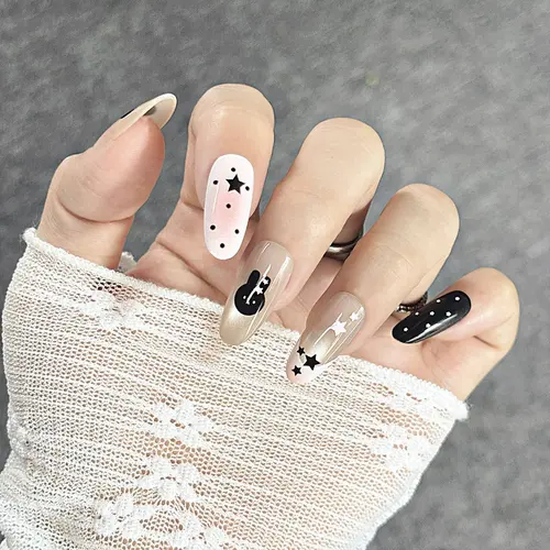 Bunny and Star Blush Cat Eye Medium Oval Press-On Nails photo 3