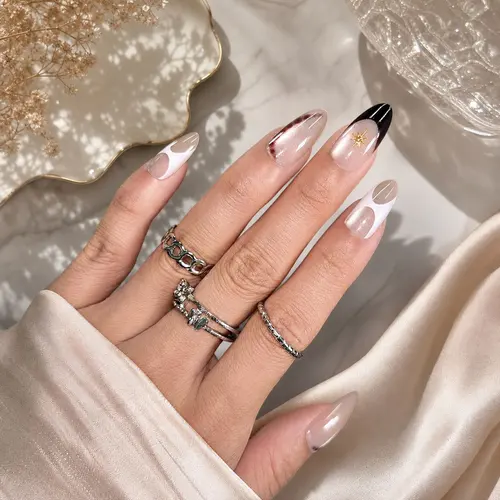 Caramel Leopard Star Cat Eye Short Almond Press-On Nails photo 4