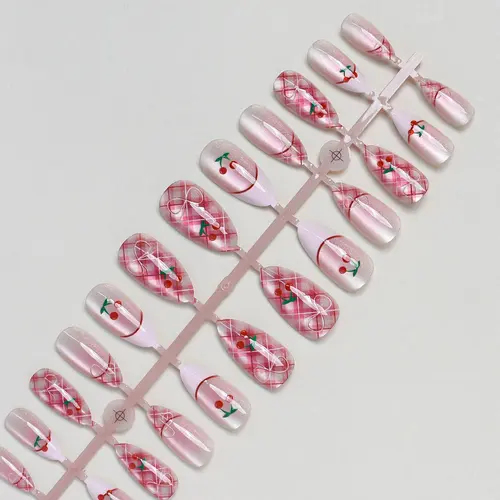 Cherry and Bow French Cat Eye Almond Press-On Nails photo 5