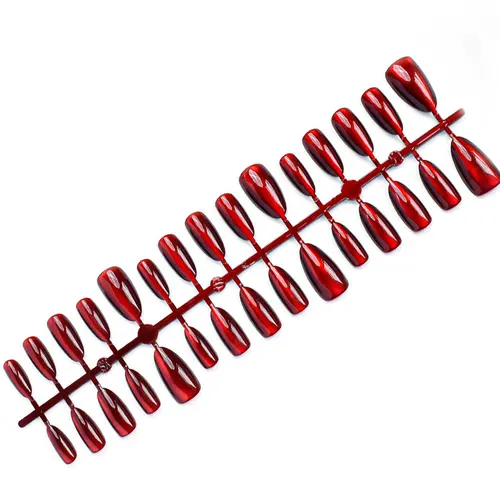 Cherry Red Cat Eye Press-On Nails in Three Shapes photo 3