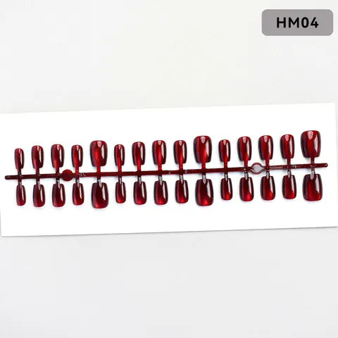 Cherry Red Cat Eye Press-On Nails in Three Shapes design 1
