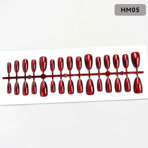 Cherry Red Cat Eye Press-On Nails in Three Shapes design 2