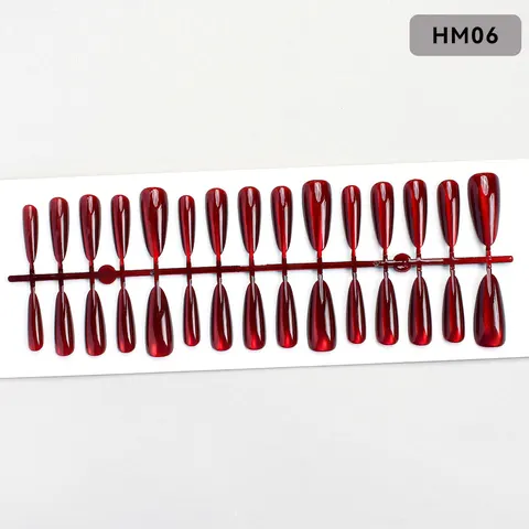Cherry Red Cat Eye Press-On Nails in Three Shapes design 3