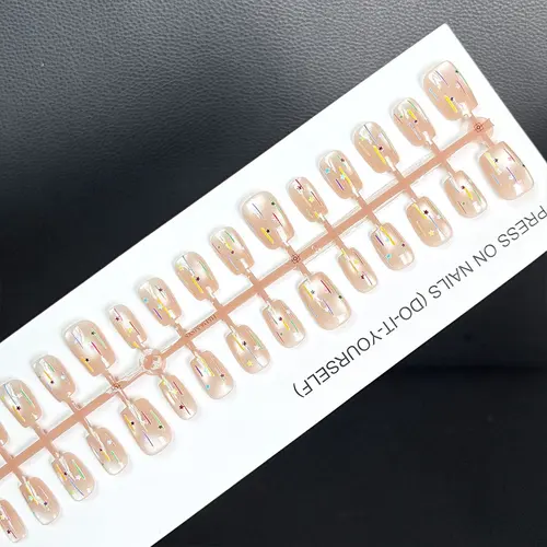 Clear Summer Dot and Line Cat Eye Short Square Press-On Nails photo 4