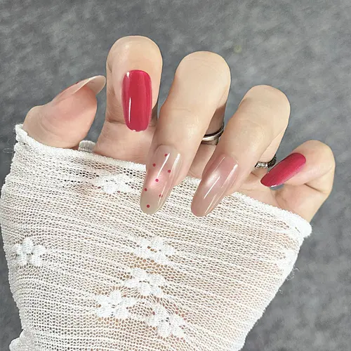 Dragon Fruit Pink Cat Eye Medium Oval Press-On Nails photo 4