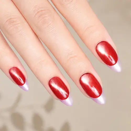 Glass-Bead Cat Eye French Almond Press-On Nails photo 6