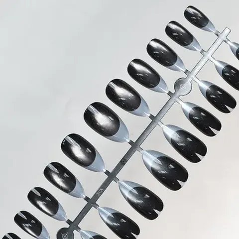 Glass-Bead Cat Eye French Almond Press-On Nails design 10