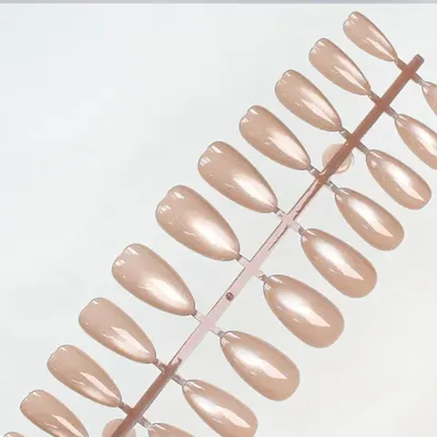 Glass-Bead Cat Eye Solid Color Almond Press-On Nails design 14
