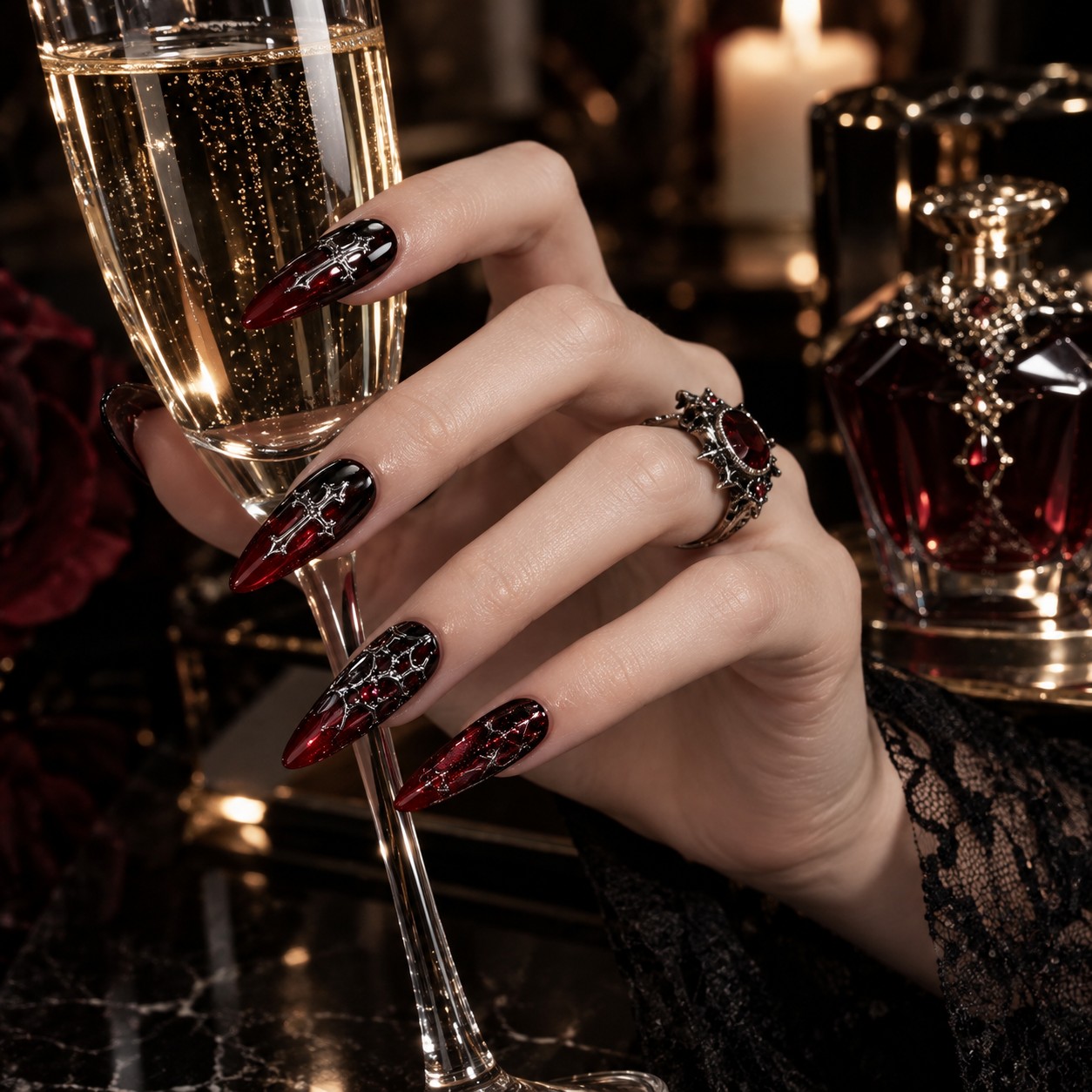 Model hand champagne glass
