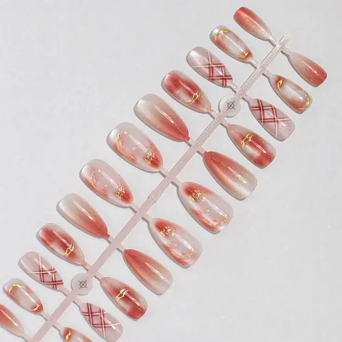 Aura Ombré Gold Foil Almond Press-On Nails photo 5