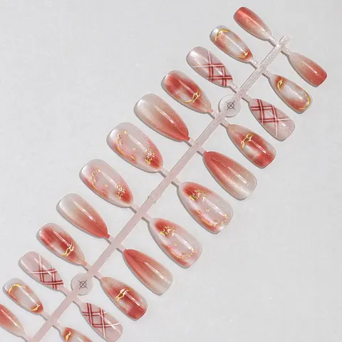 Aura Ombré Gold Foil Almond Press-On Nails design 1